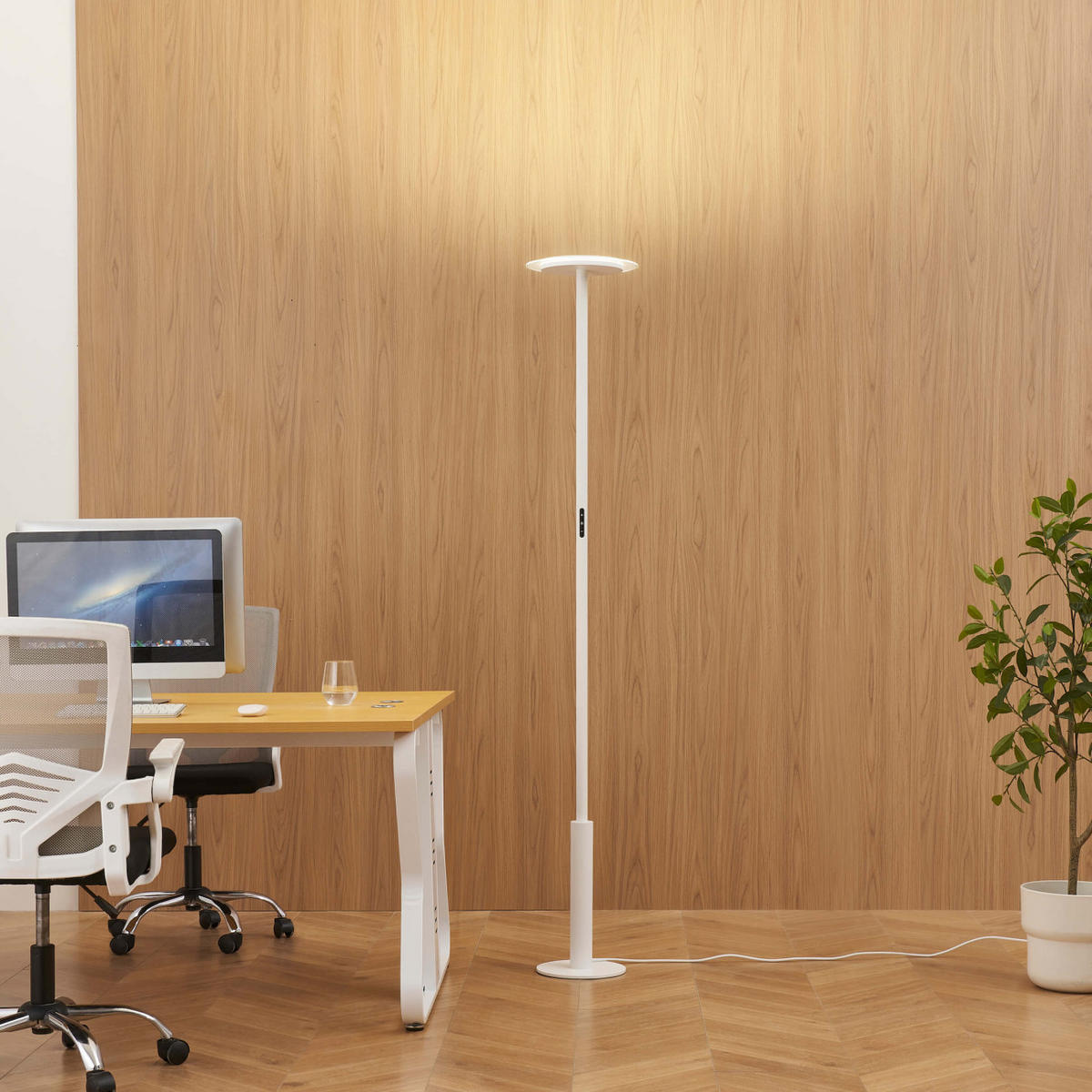 STEHLEUCHTE Lelia, Weiß, 190cm - Weiß, Metall (190/30/190cm) - KOSILUM