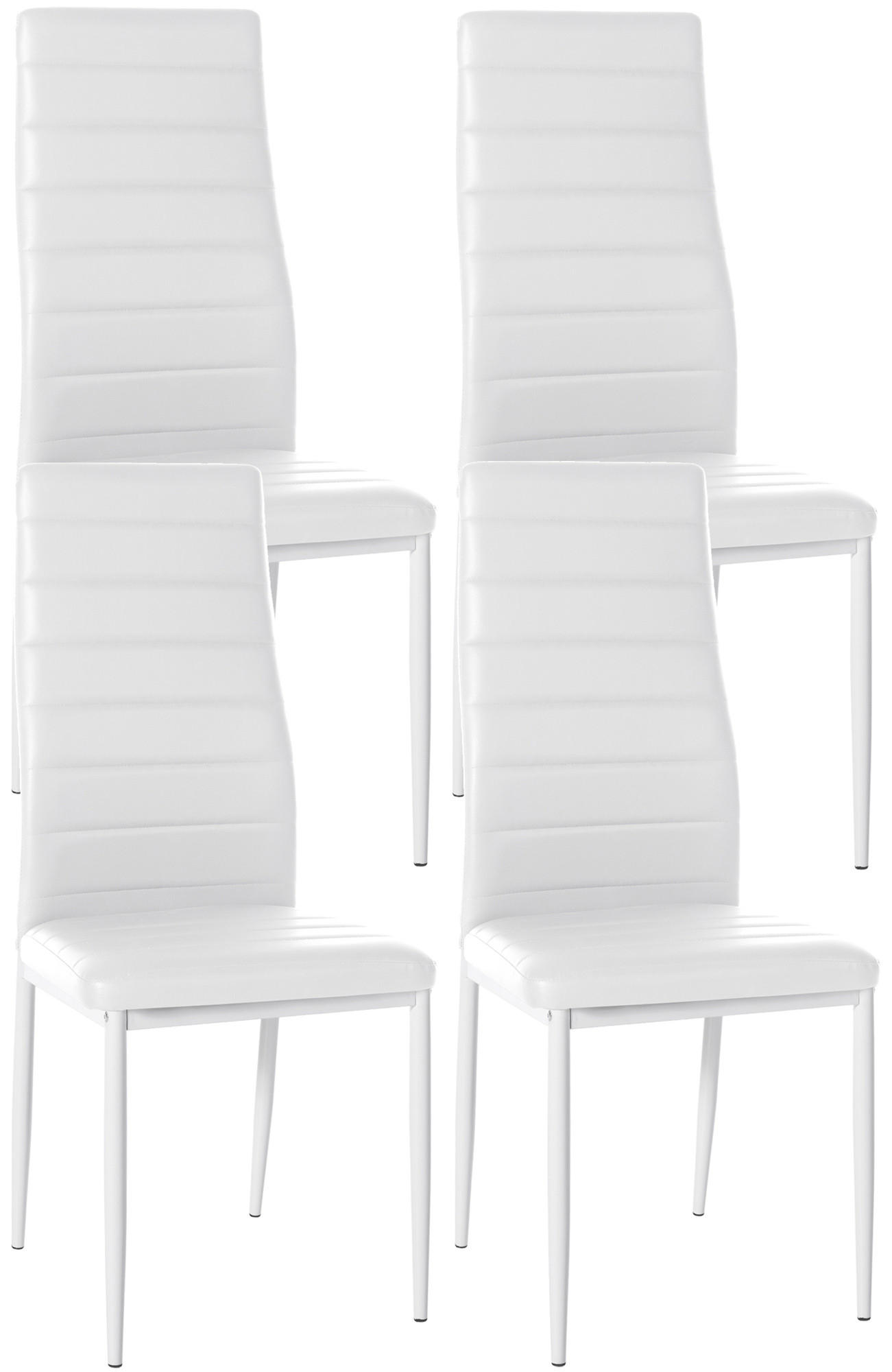 STUHL 4er Set Lederlook weiß - Weiß, Textil/Metall (41.5/99/40cm) - CLP