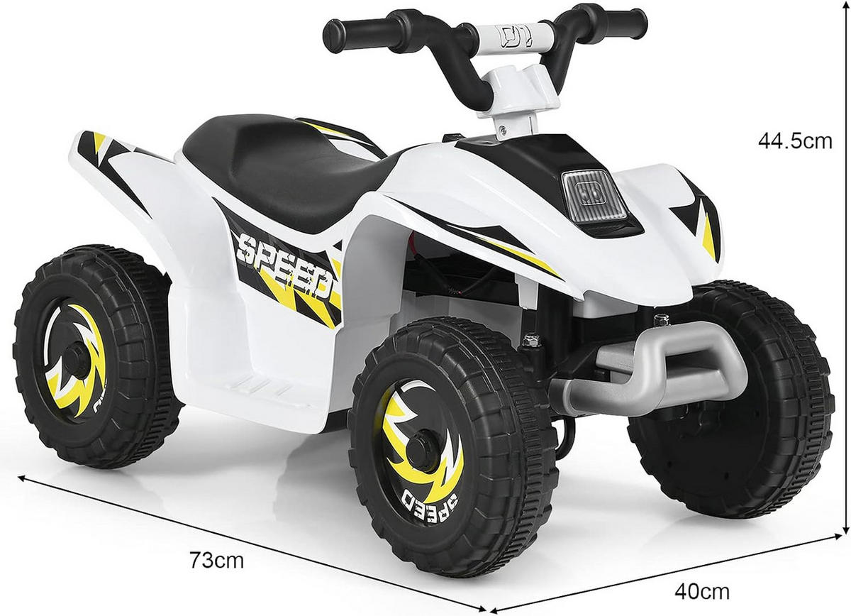 KINDERMOTORRAD 6V Elektro Kinderquad Weiß - Weiß, Kunststoff (40/44.5/73cm) - COSTWAY