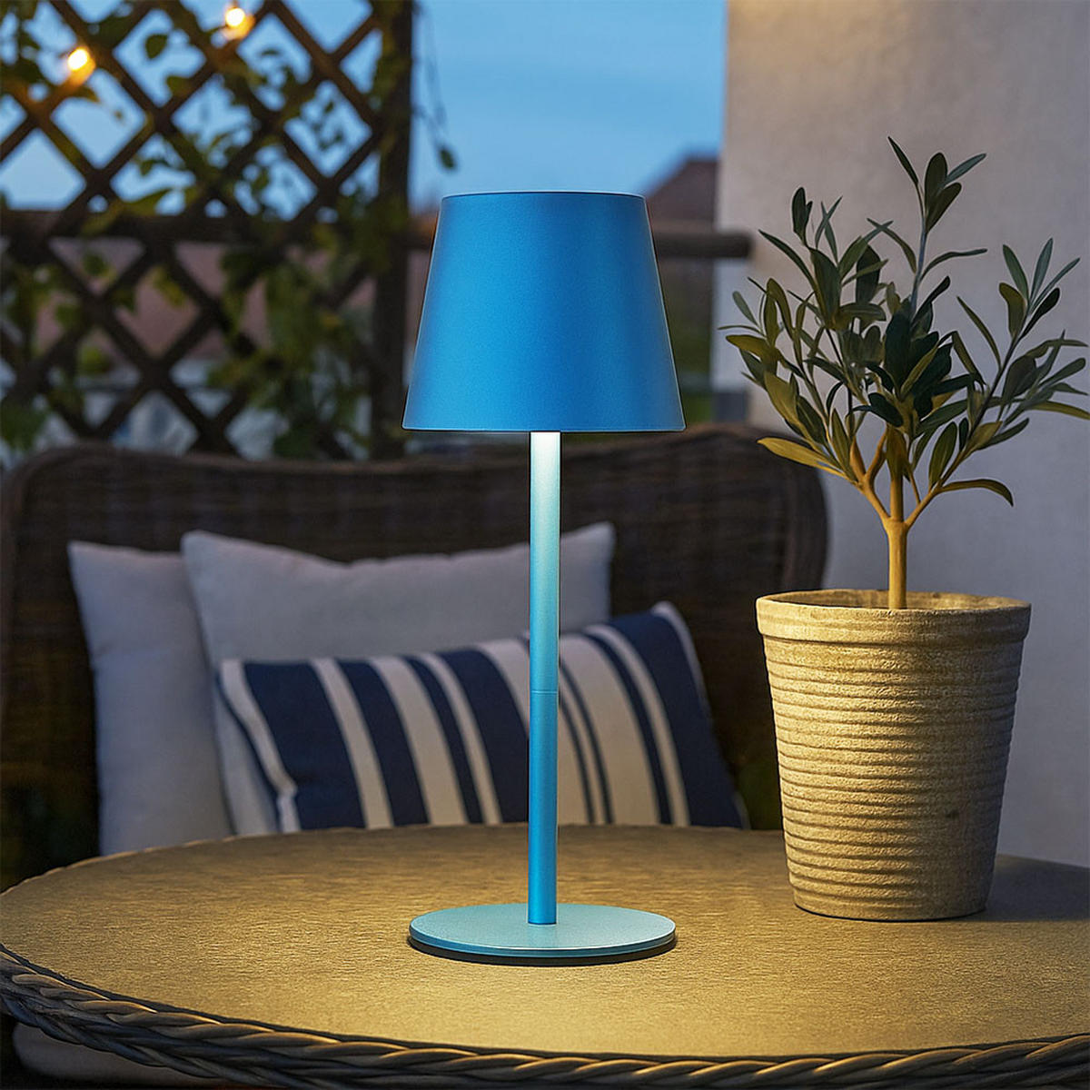 LED TISCHLAMPE Blau Akku Touchdimmer 2er Set - Blau, Metall (11.5/11.5/36cm) - Globo Lighting