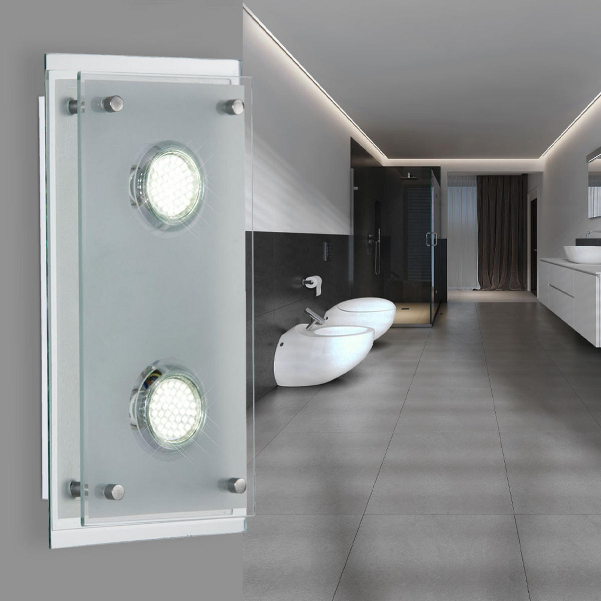 LED WANDLEUCHTE ARENA Chrom Silber - Silberfarben, Glas (34/8/20cm) - Esto