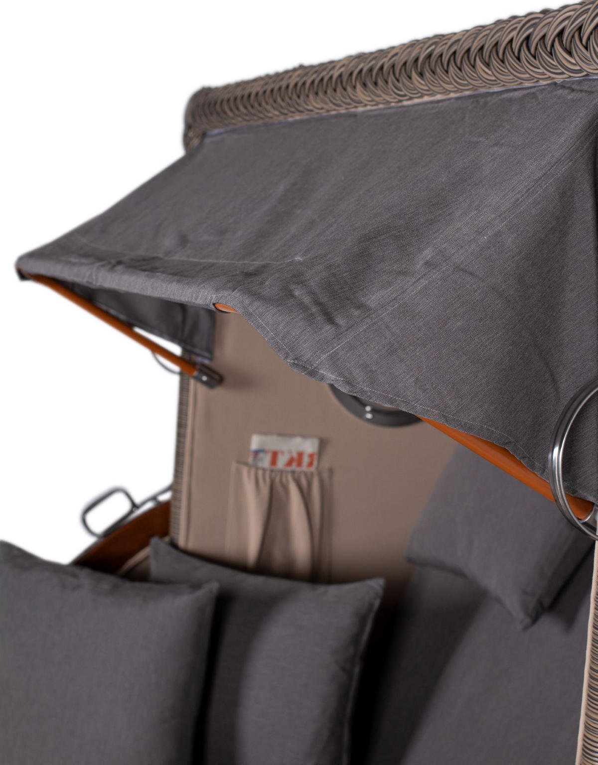 STRANDKORB Komplettset: Ammersee Mahagoni Bullauge - PE grau - Modell 551 - Grau, Holz/Kunststoff (125/165/80cm) - bene living