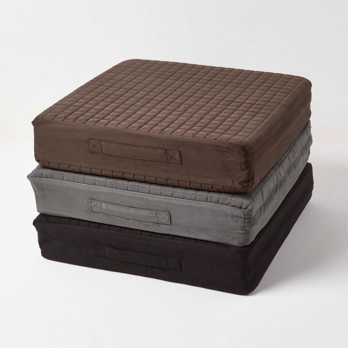 SITZKISSEN orthopädisch 50/50/10 cm – Velours Sesselkissen braun - Braun, Textil (50/50/10cm) - Homescapes