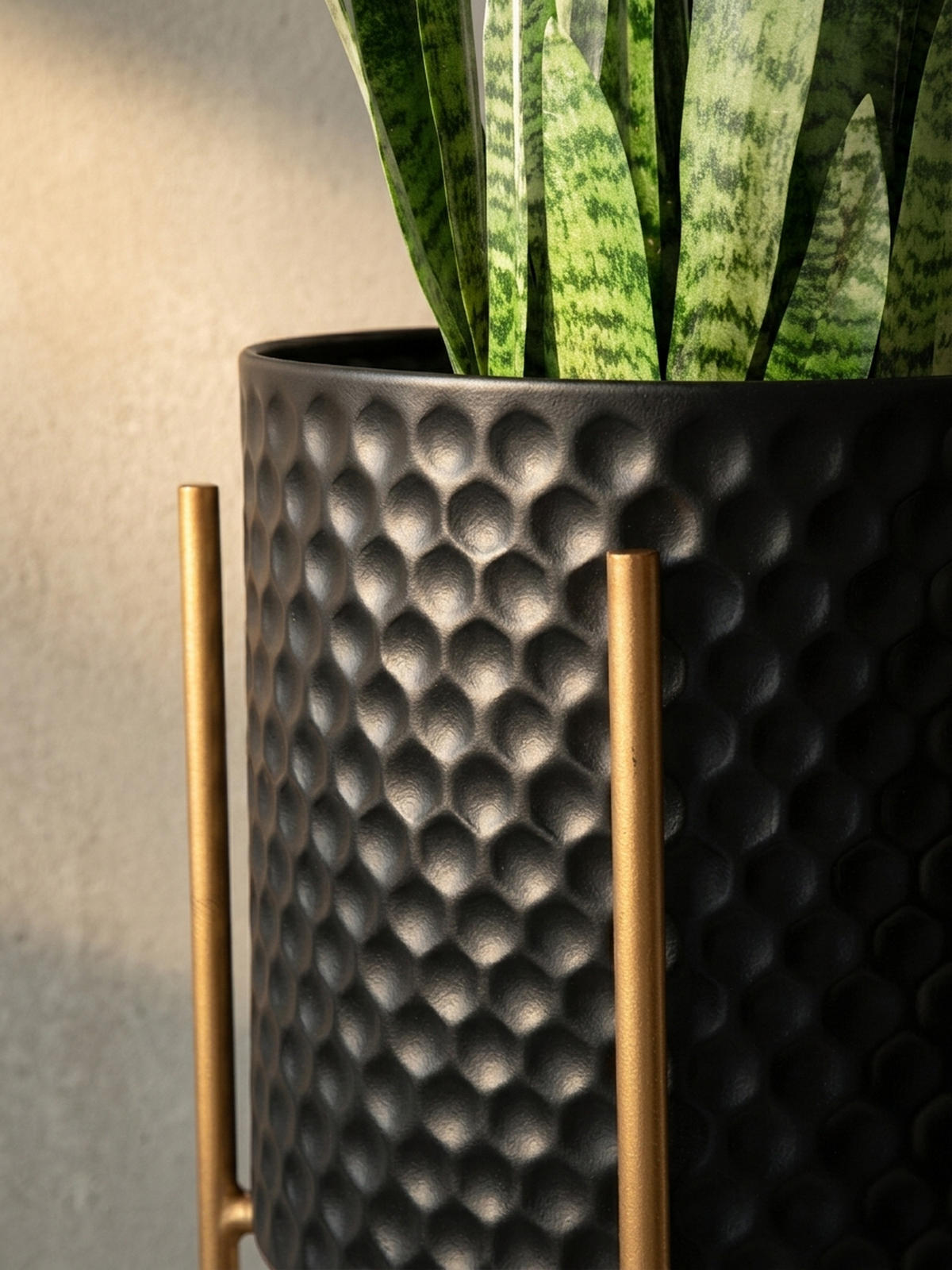 PFLANZKÜBEL 2er Set Metall Schwarz/Gold rund elegant - Schwarz, Metall (30/44cm) - KADIMA DESIGN