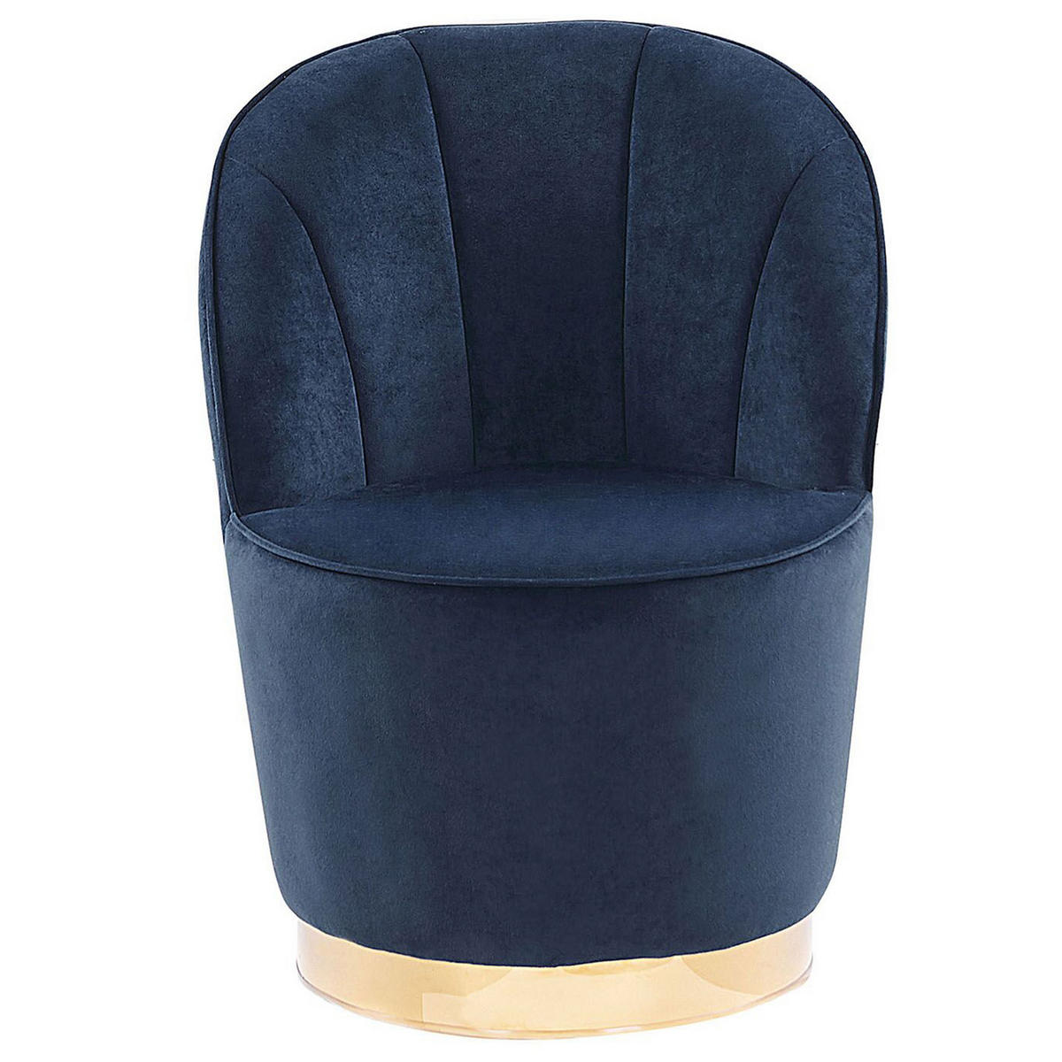 SESSEL Samtstoff Dunkelblau/Gold Alby - Blau, Textil/Metall (56/72/61cm) - Beliani
