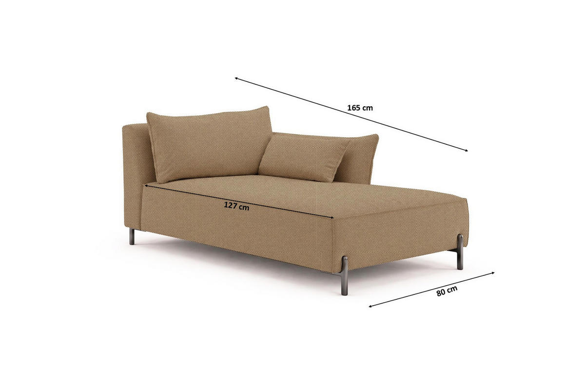 CHAISELONGUE für Terrasse und Garten, Stoff Sunlight, Toffee, Rechts, SUNMEE - Braun, Holz (80/90/165cm) - Kaiser Möbel