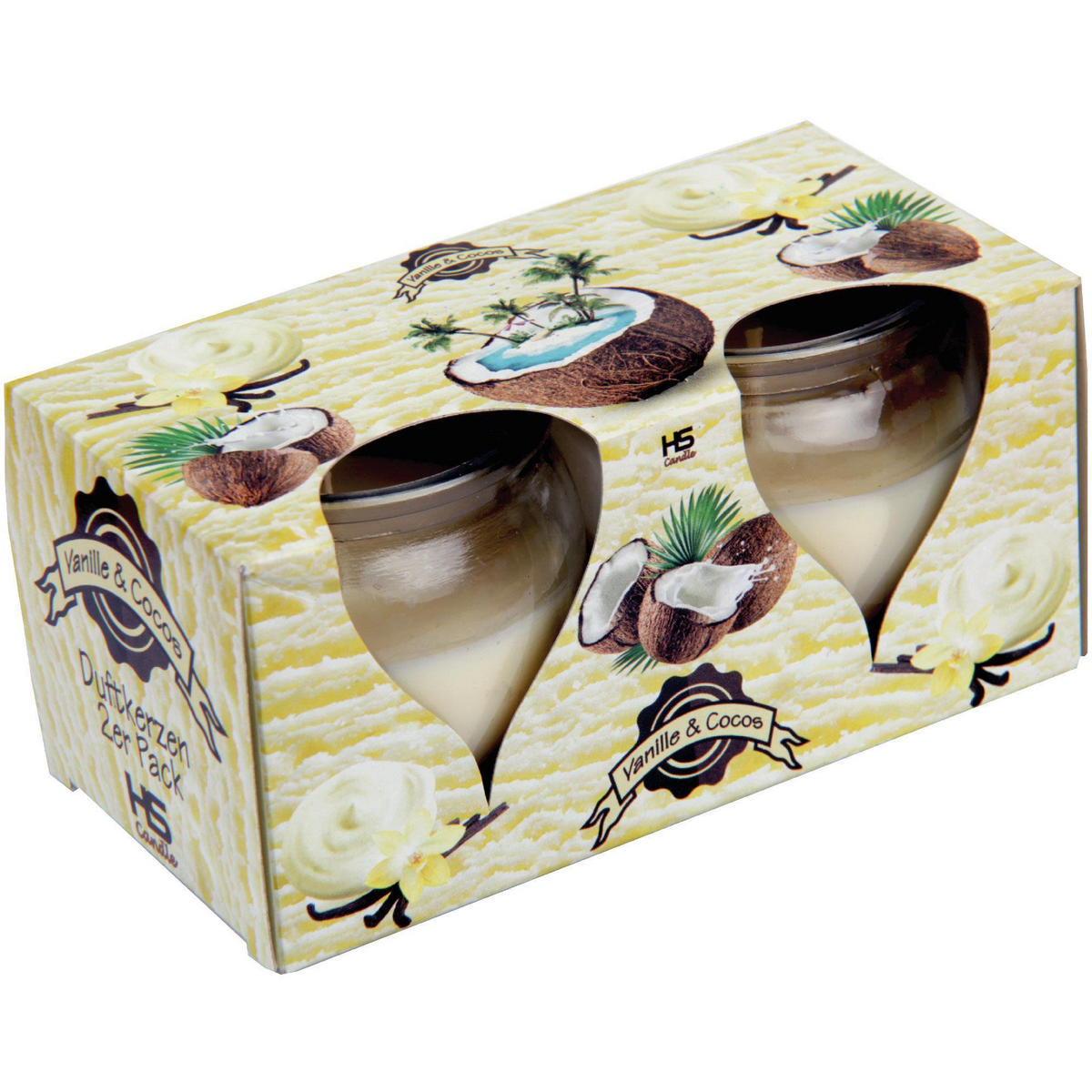 DUFTKERZEN Glas 10er-Pack Vanille-Cocos - Beige, Glas (6/6cm)