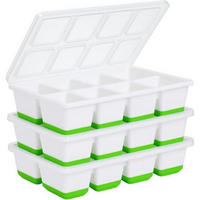 EISWÜRFELFORMEN 3er-Pack mit Deckel Grün - Grün, Kunststoff (10.9/4.1/21.1cm)