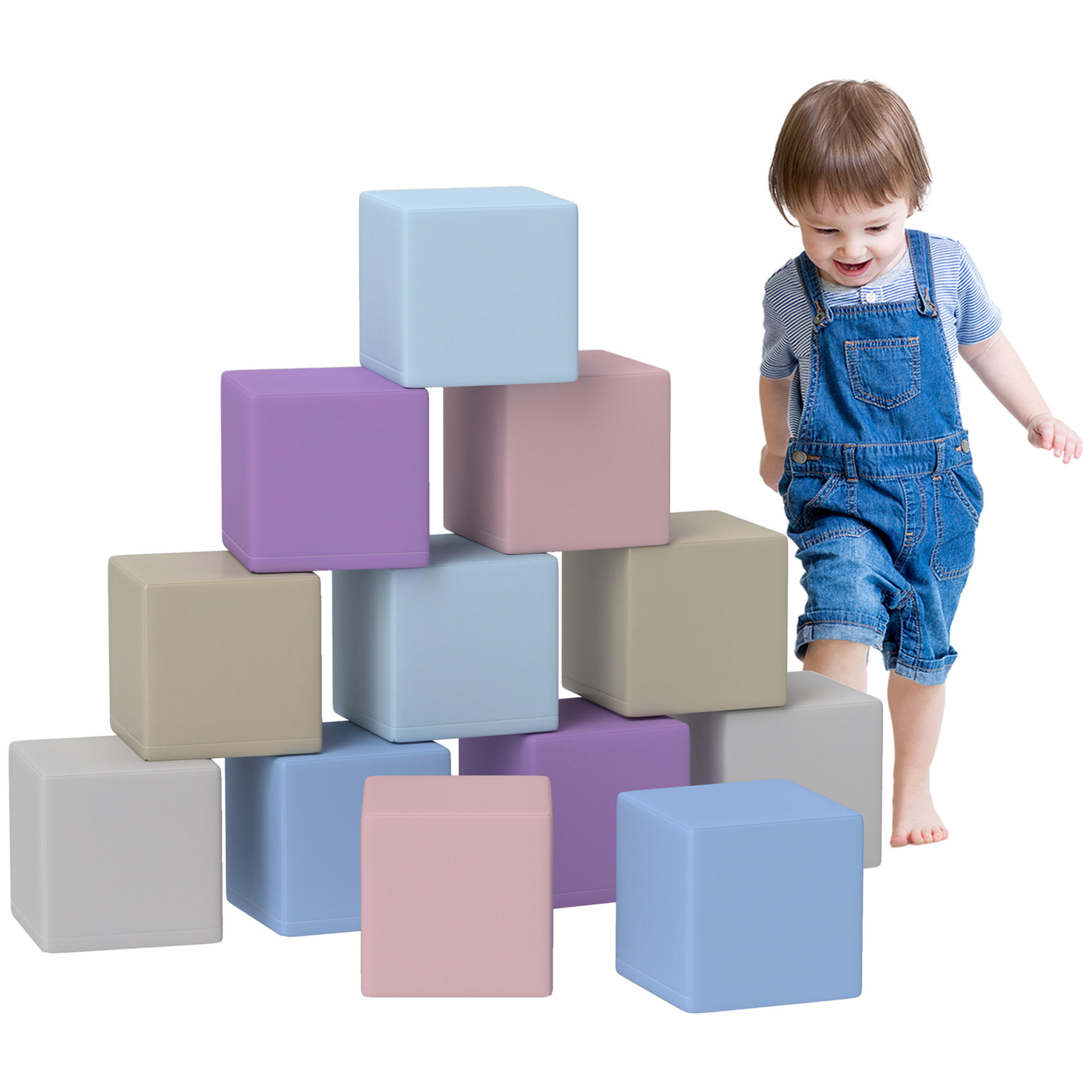 SOFTBAUSTEINE - Grau/Hellblau, Kunststoff (20/20/20cm) - HOMCOM