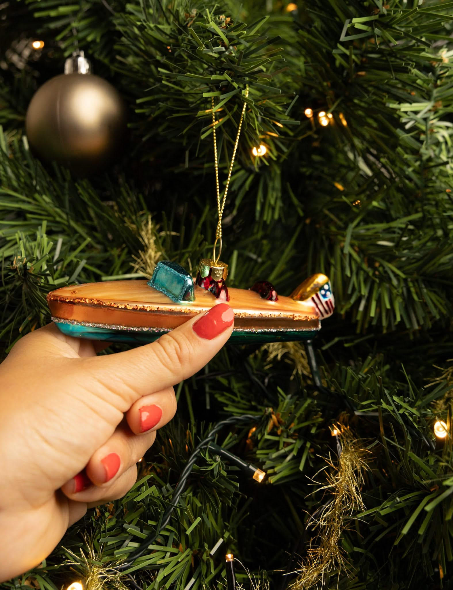 WEIHNACHTSKUGEL Riva Boot 13 cm - Bronzefarben, Glas (5/4/1cm)