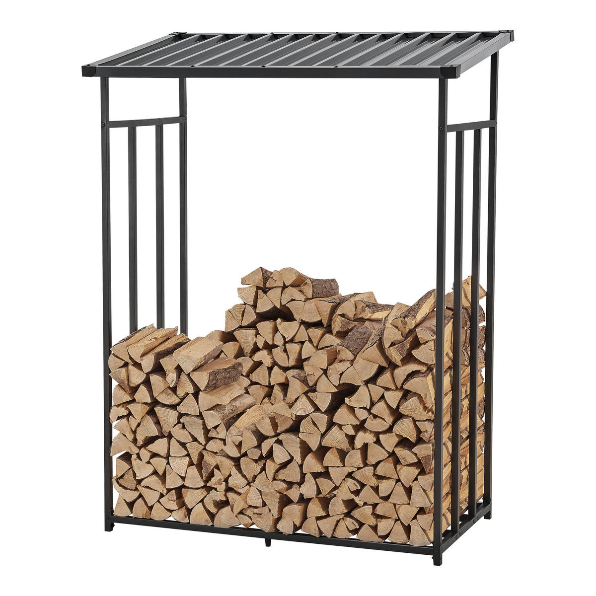 BRENNHOLZREGAL Yakutat - Schwarz, Textil/Metall (130/185/70cm) - casa.pro