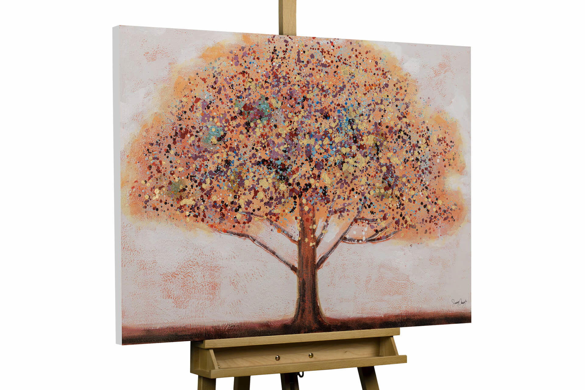 ACRYLBILD HANDGEMALT 100/70 cm - Rot/Orange, Holz/Textil (2.3/70cm) - KUNSTLOFT