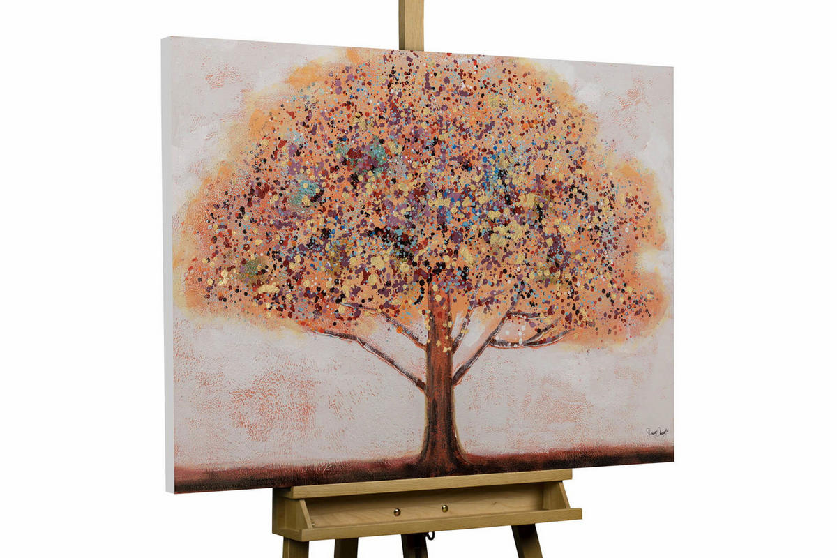 ACRYLBILD HANDGEMALT 100/70 cm - Rot/Orange, Holz/Textil (2.3/70cm) - KUNSTLOFT