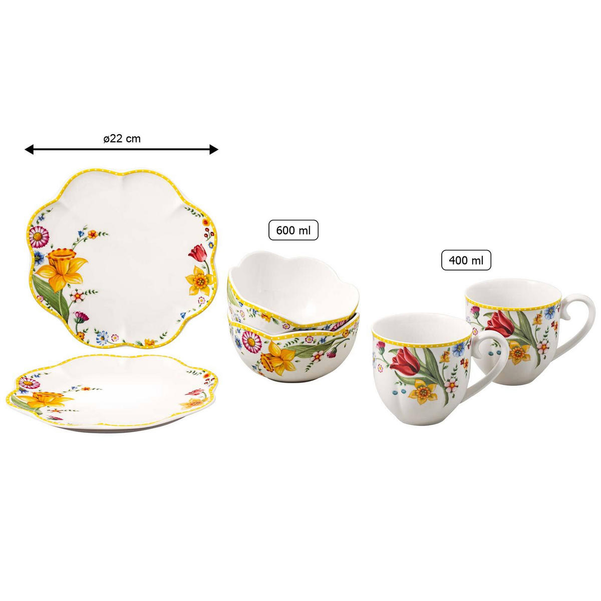FRÜHSTÜCKS-SET Spring Awakening bunt - Multicolor, Keramik (25.5/15/35.5cm) - Villeroy & Boch