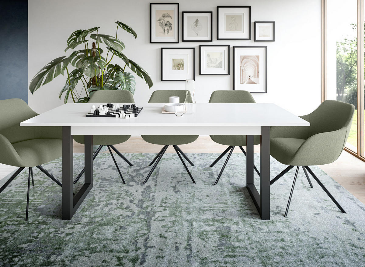 ESSTISCH weiß, grau 150 - 190 cm, Küchentisch ausziehbar - Dunkelgrau/Weiß, Holzwerkstoff/Metall (150/90/76cm) - Inn.Furn