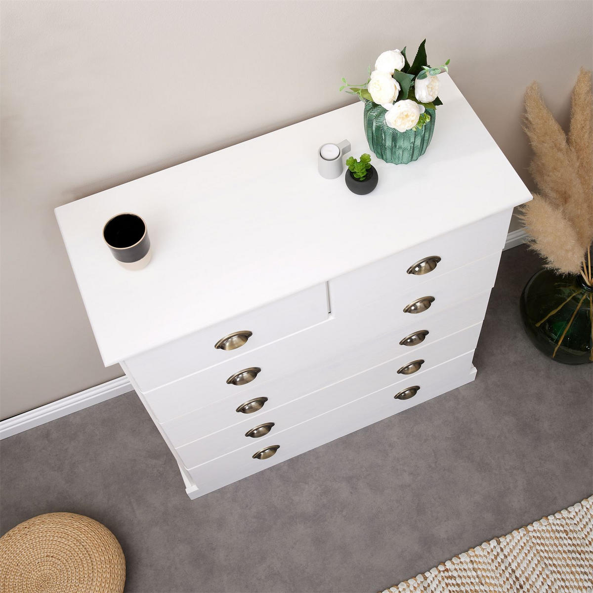 KOMMODE PARIS - Weiß, Holz (91/95/39cm) - IDIMEX
