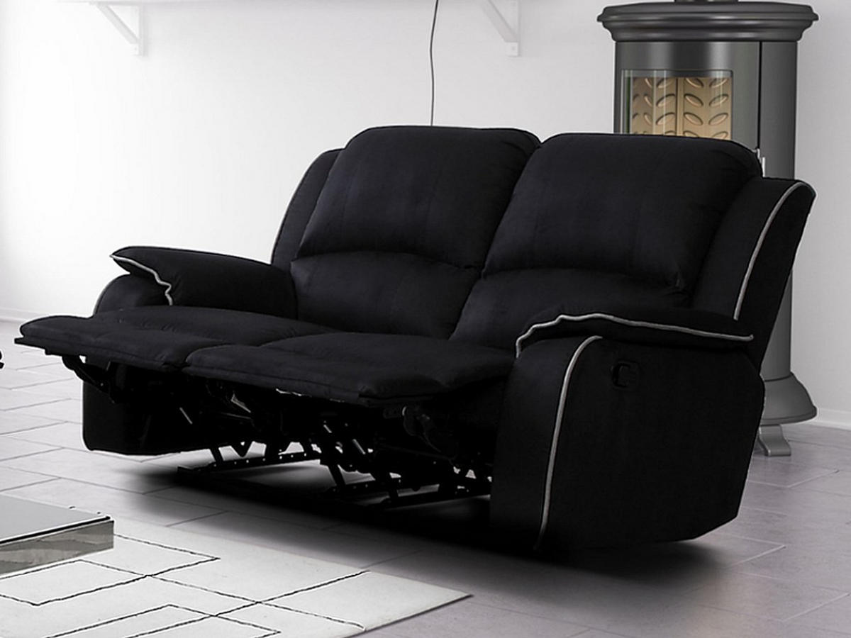 RELAXSOFA - 2 Personen - stoff - schwarz Hernani - Schwarz, Textil (158/99/96cm) - Vente-Unique