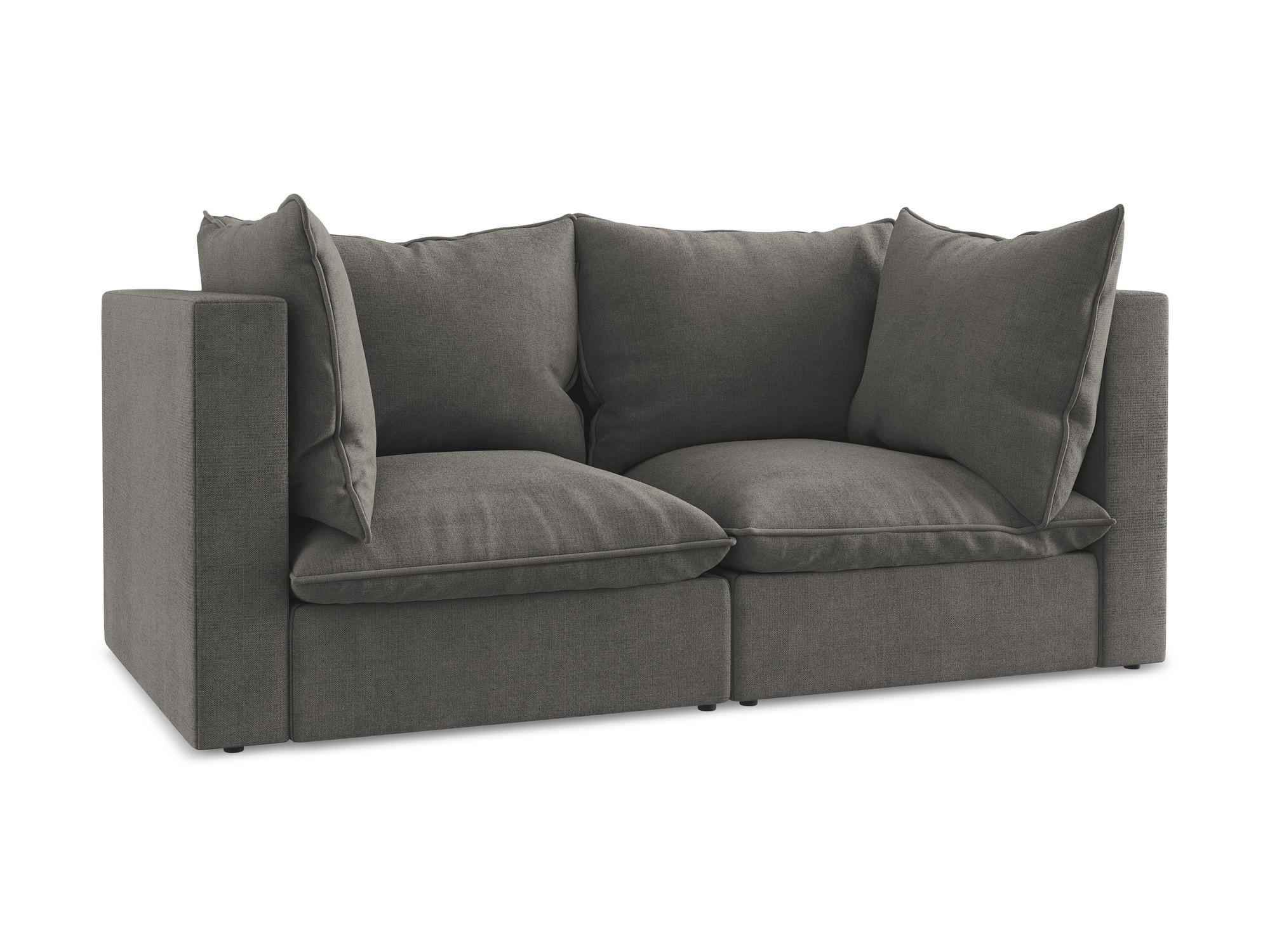 2-SITZER SOFA Strukturstoff Grau - Dunkelgrau/Schwarz, Holzwerkstoff/Kunststoff (180/77/90cm) - Makamii
