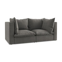 2-SITZER SOFA Strukturstoff Grau - Dunkelgrau/Schwarz, Holzwerkstoff/Kunststoff (180/77/90cm) - Makamii