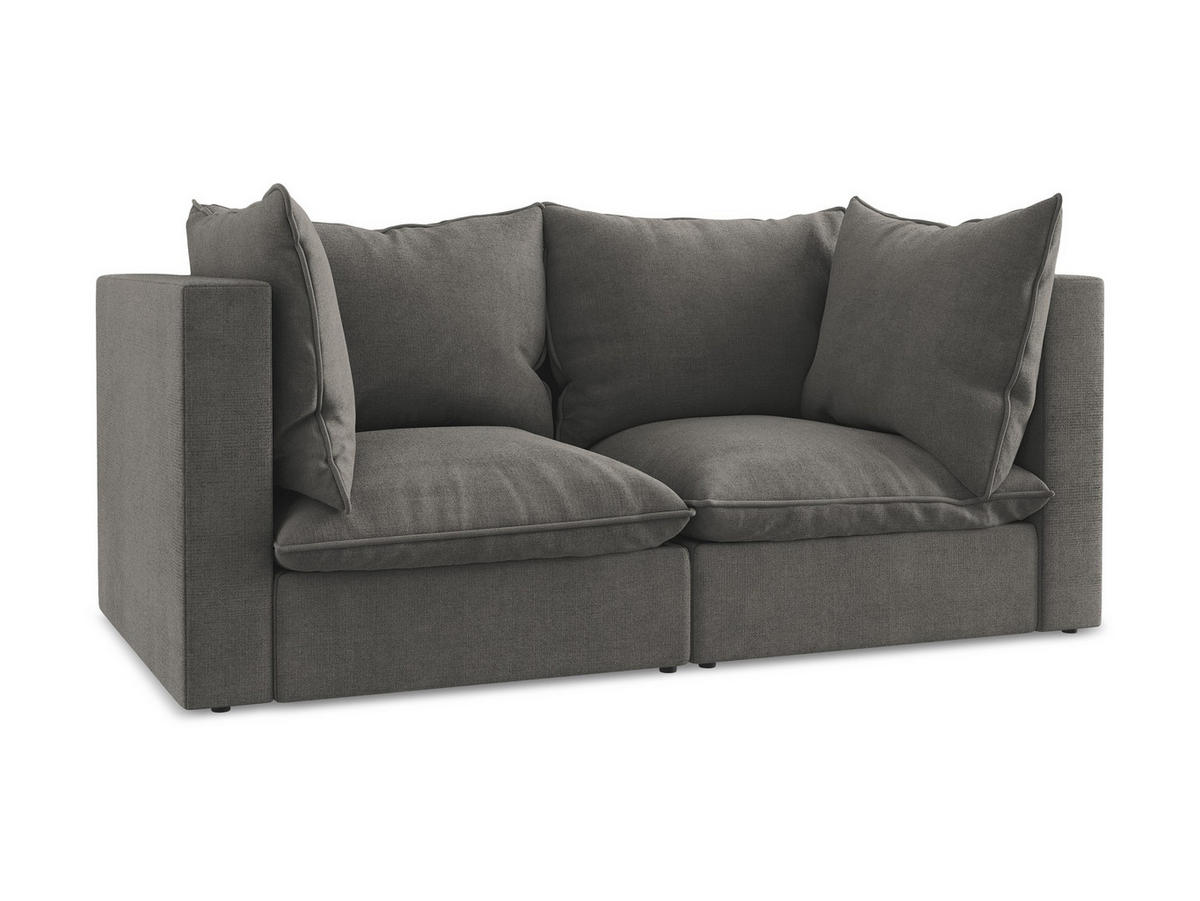 2-SITZER SOFA Strukturstoff Grau - Dunkelgrau/Schwarz, Holzwerkstoff/Kunststoff (180/77/90cm) - Makamii