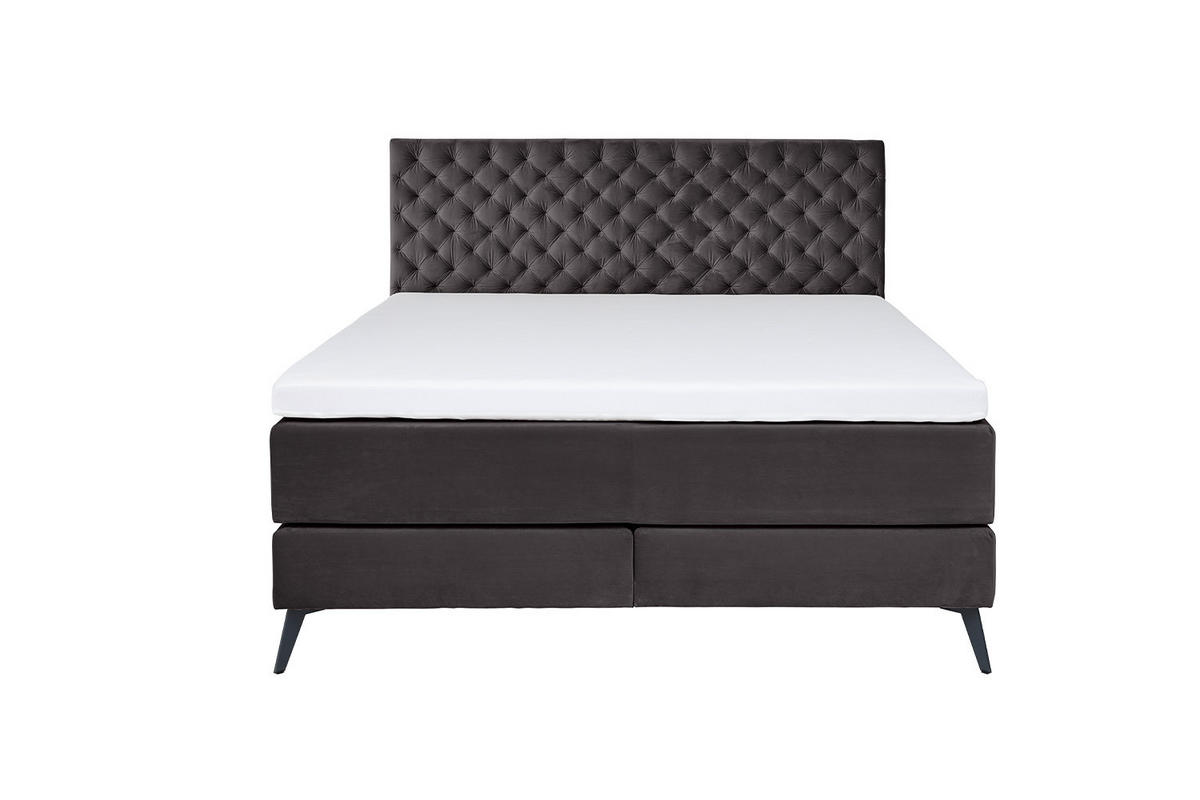 BOXSPRINGBETT SINDAR Anthrazit Webstoff - Anthrazit/Schwarz, Textil (160/200cm) - KAWOLA
