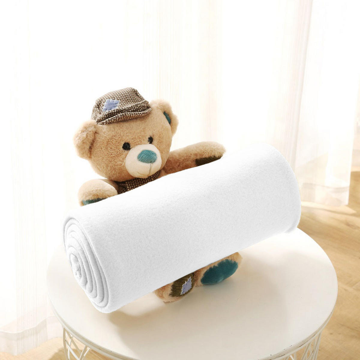 FLEECEDECKE 2er Set weiß 130/160 cm Kettelrand Anti-Pilling - Weiß, Textil (130/160cm) - wometo