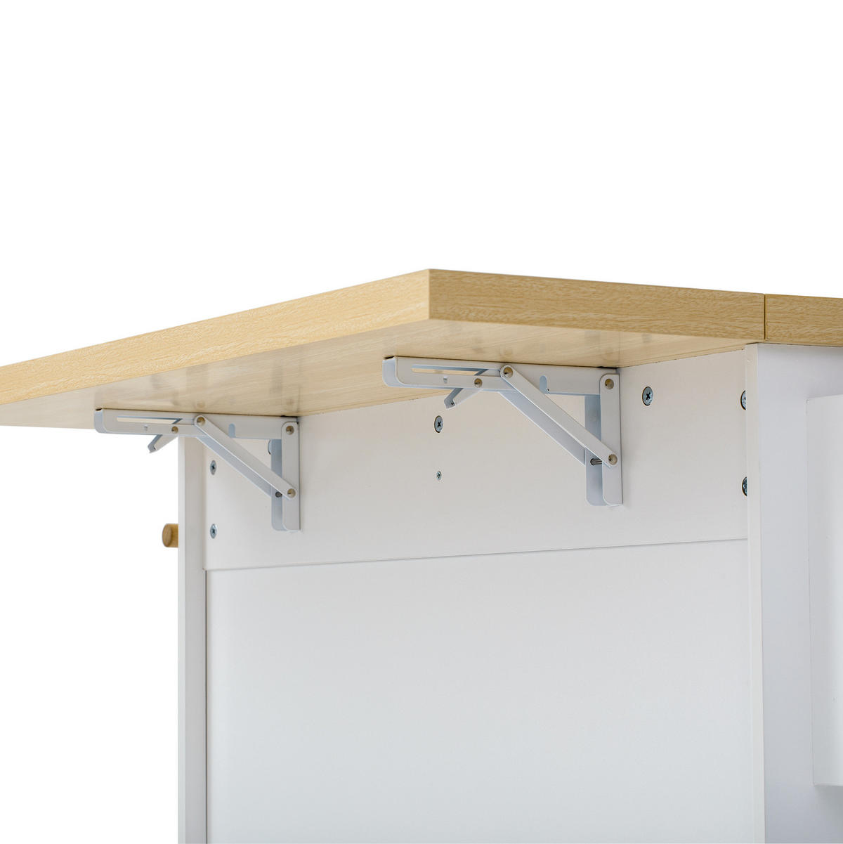 KÜCHENINSEL 100x70x91.5cm weiß/Holzoptik mit Mattglas & Rollen - Weiß, Holzwerkstoff (100/91.5/70cm) - Modfu