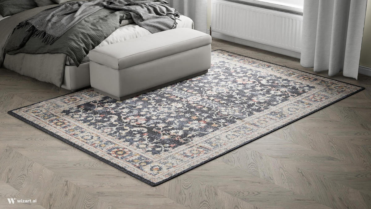 HEATSET-TEPPICH Florence Dunkelblau/Beige 160x230 cm - Multicolor, Textil (160/230cm) - Vercai Rugs