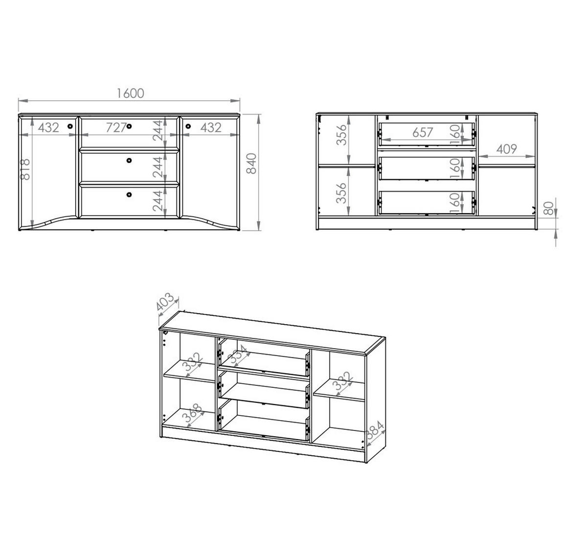 SIDEBOARD Glamour weiß / weiß hochglanz 160 / 41 / 85cm - Weiß Hochglanz/Weiß, Glas/Holz (160/85/41cm) - Feldmann-Wohnen