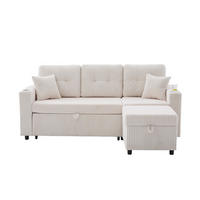 ECKSCHLAFSOFA 196/144/85 cm Beige mit Stauraum, USB-C, Ambientebeleuchtung und Getränkehaltern - Beige, Textil (196/82cm) - Oxeza