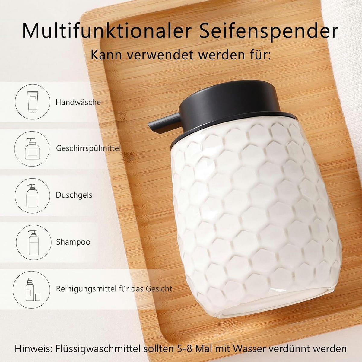 SEIFENSPENDER Keramik Beige 400ml - Beige, Keramik (9/13/9cm)