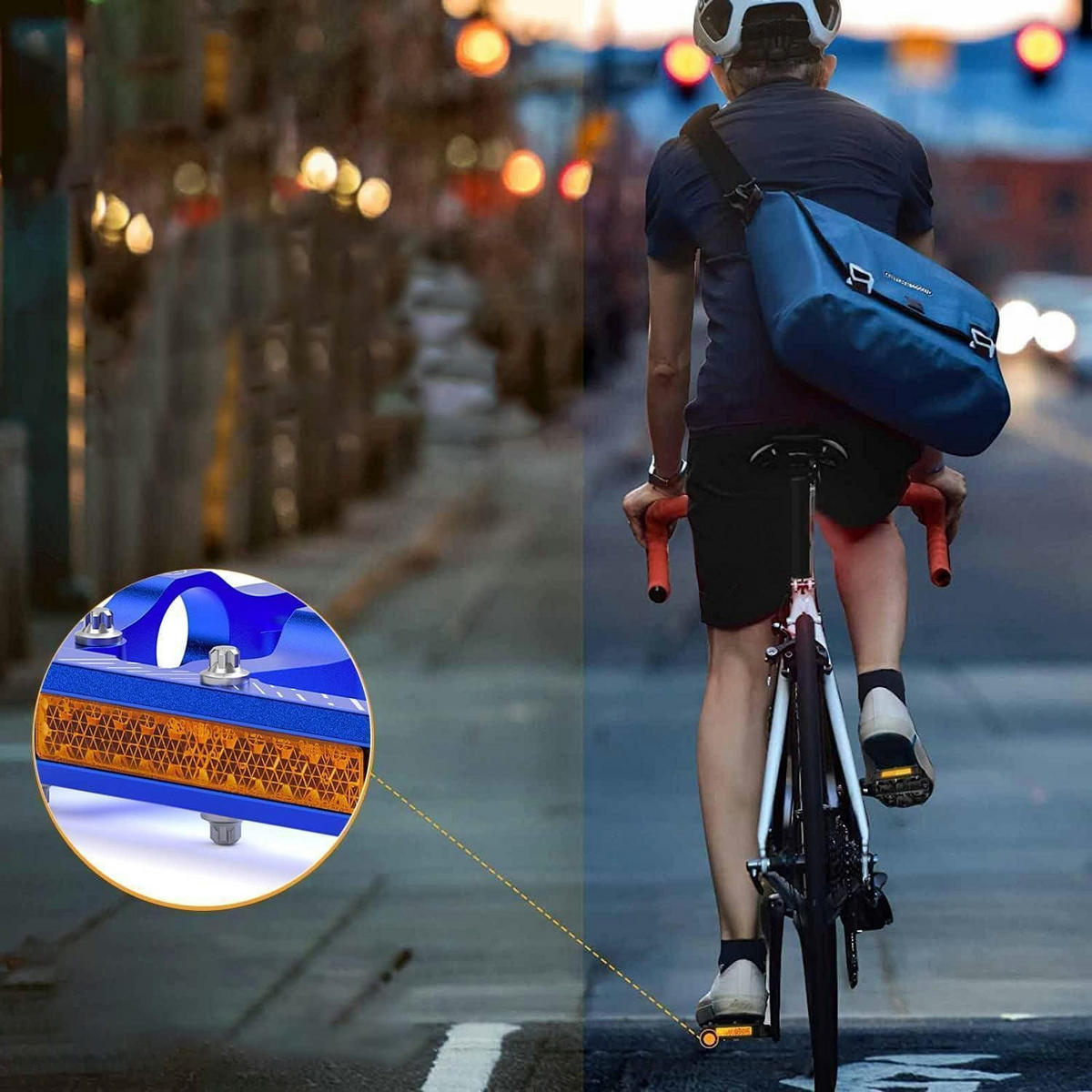 FAHRRADPEDALE Aluminium Blau mit Reflektoren 9/16 Zoll - Blau, Metall (9.8/3/11.7cm)