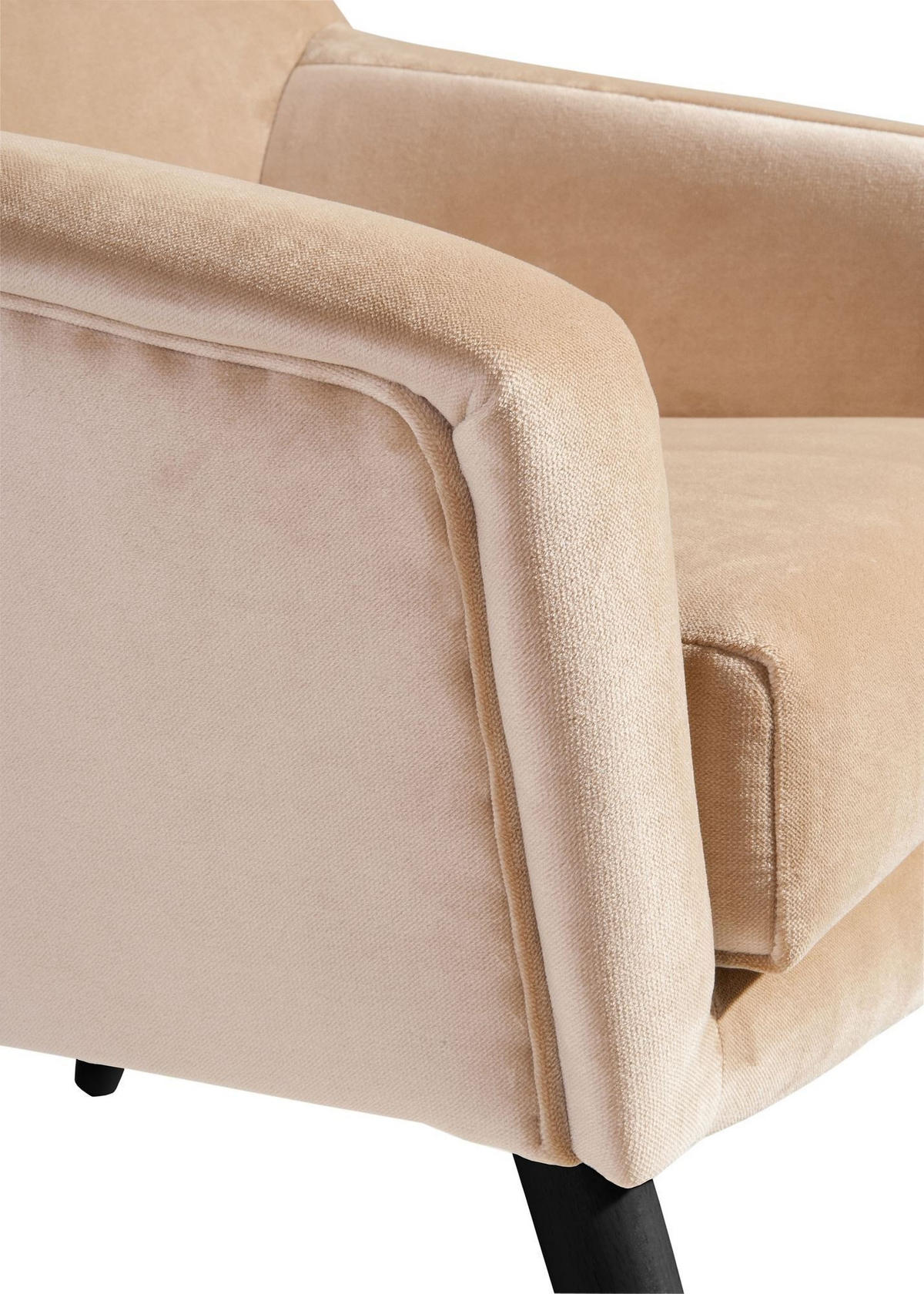 SESSEL Kachka Bezug Samtvelour Buche schwarz / sand - Sandfarben/Buche Kolonial, Kunststoff (71/81/67cm) - 58aufmkessel