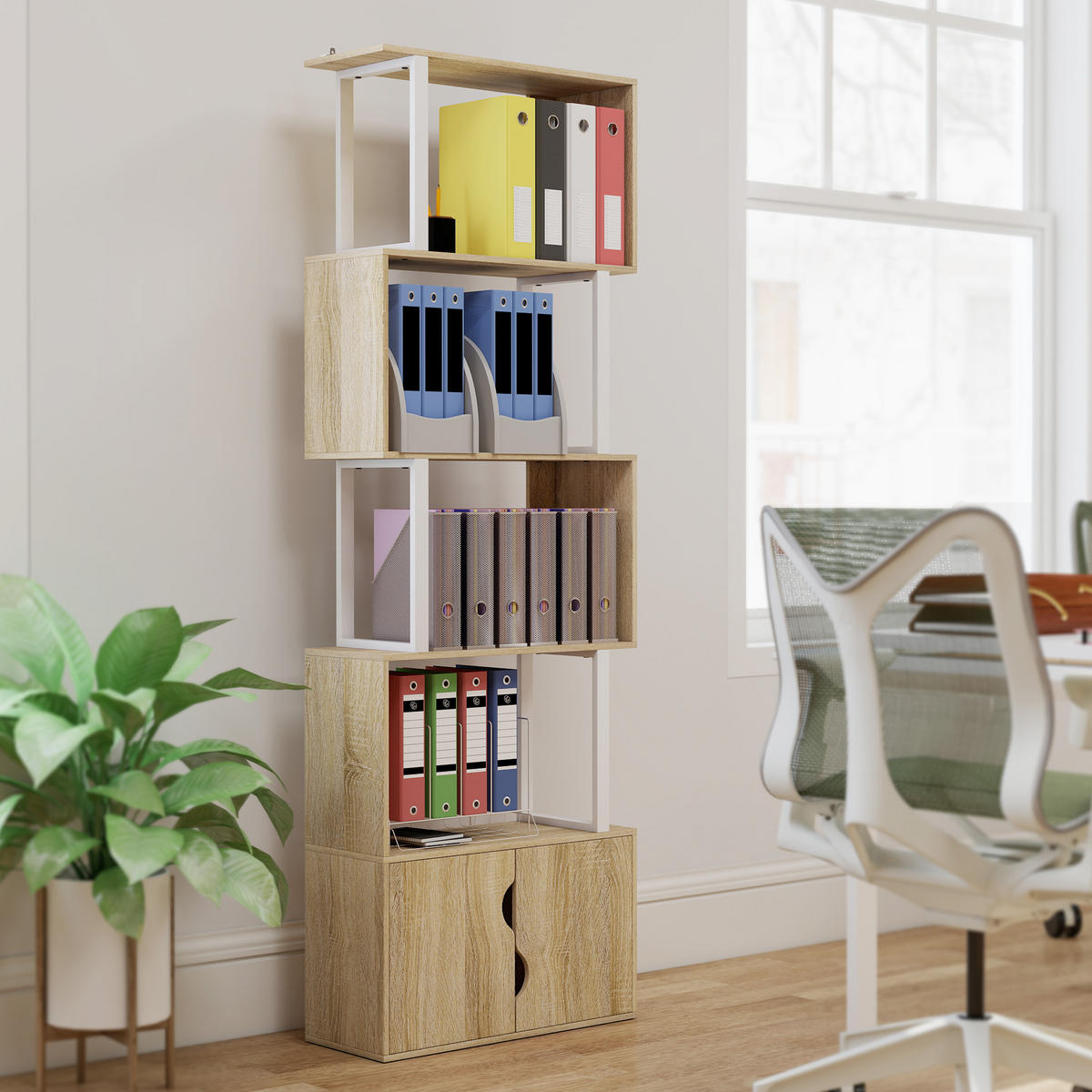REGAL DE-15536 5 Ebenen + Doppeltürschrank Naturholz - Naturfarben, Holzwerkstoff (60/179.2/23.8cm) - ComfortXL