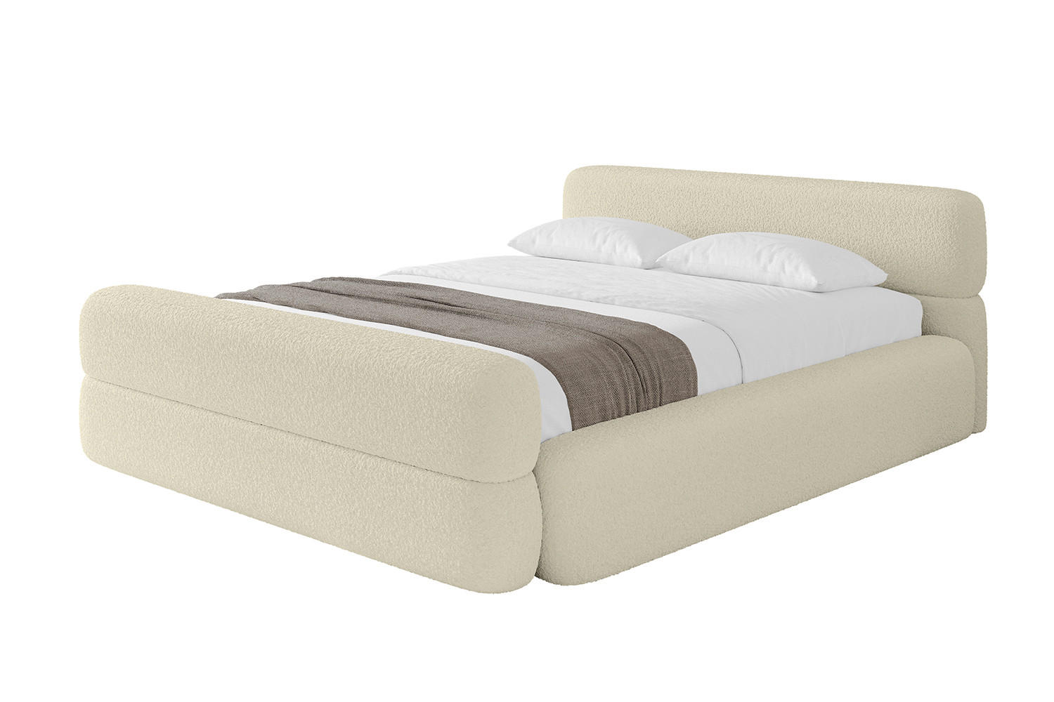 POLSTERBETT mit Bettkasten, Fußteil und Lattenrost, Boxbett mit Matratze H3/H4 - ENORA-Z-V1 180x200 Beige - Taupe, Holzwerkstoff/Textil (180/200cm) - ALTDECOR