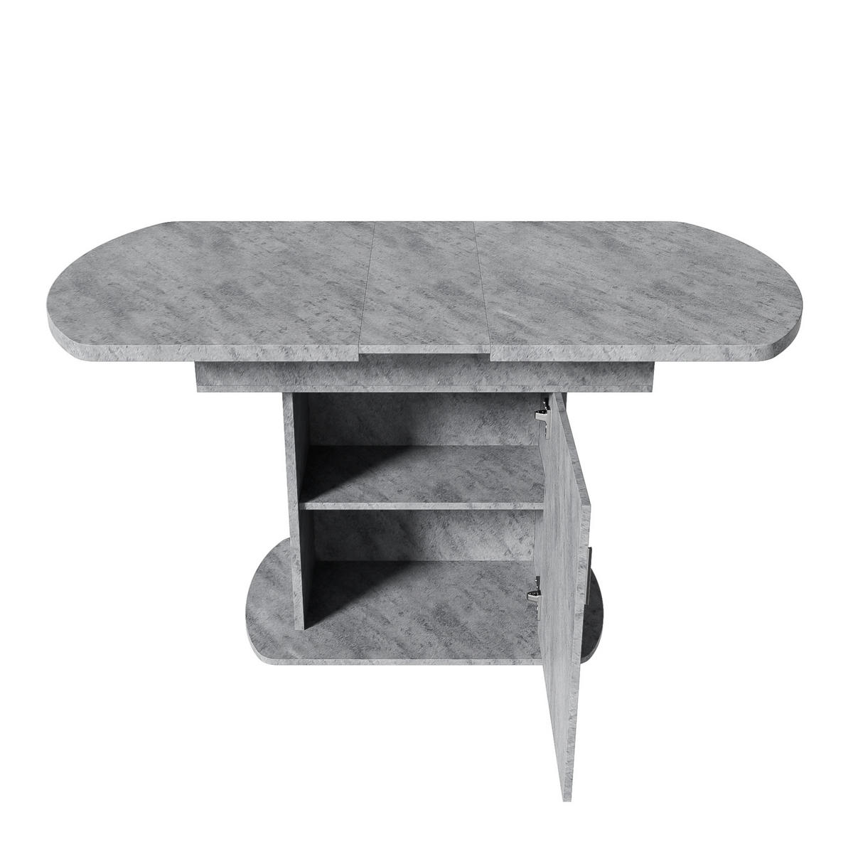 ESSTISCH 110-130x70x75 cm in Grau aus Spanplatte und Metall mit Stauraum - Grau, Holzwerkstoff (70/130/75cm) - Modfu