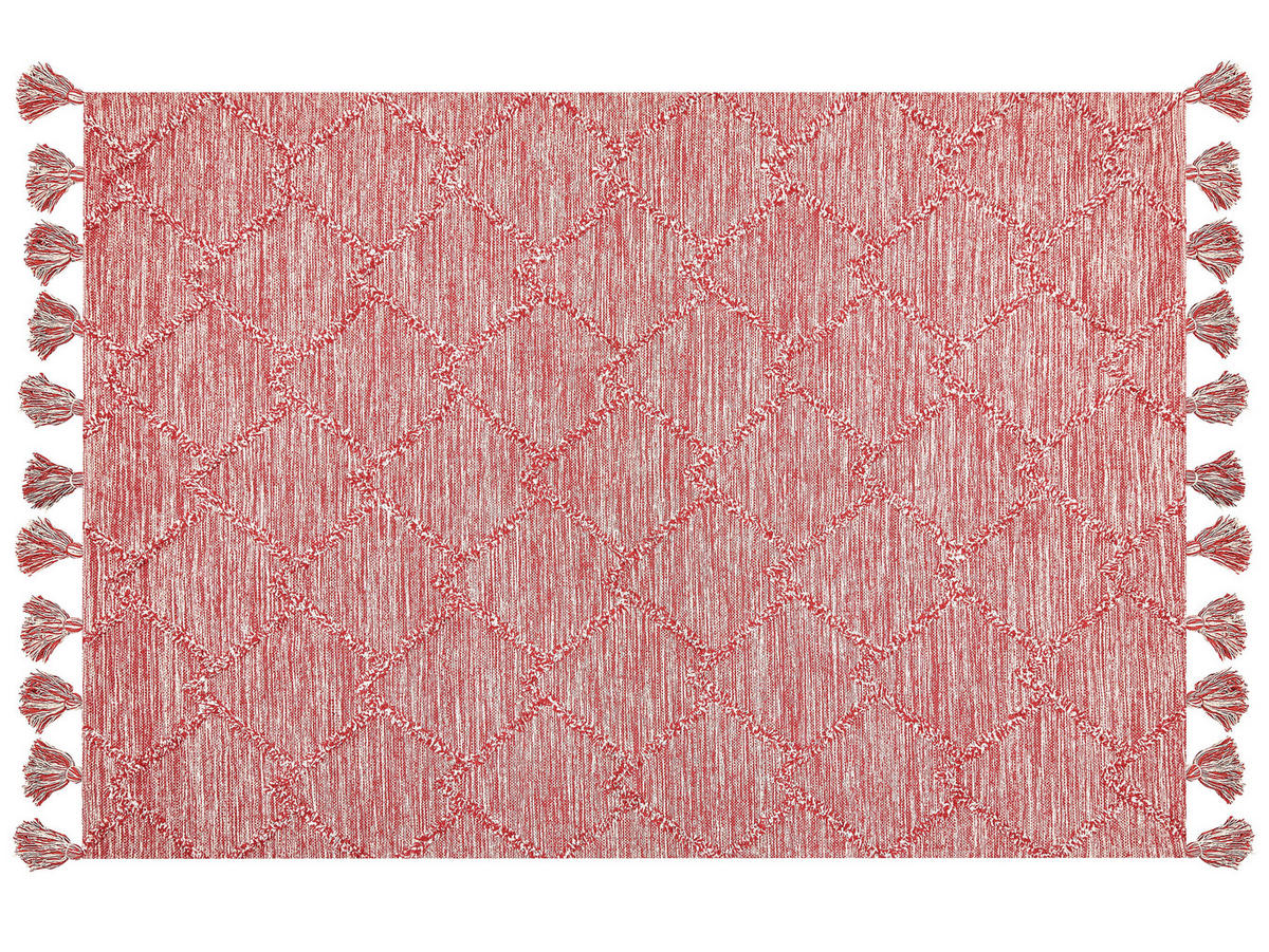 KURZFLOR-TEPPICH Nigde 230/160 cm - Rot, Textil (160/230cm) - Beliani