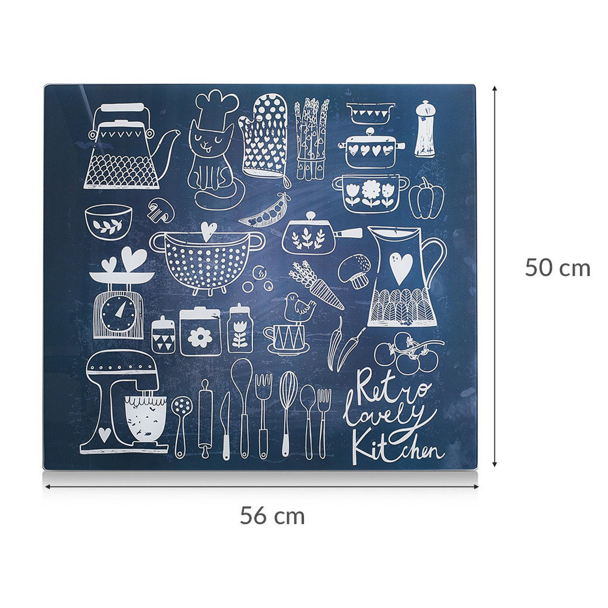 GLASSCHUTZPLATTE für Herd — groß Lovely Küche 56/50 cm - Dunkelblau, Glas (50/56cm) - ZELLER