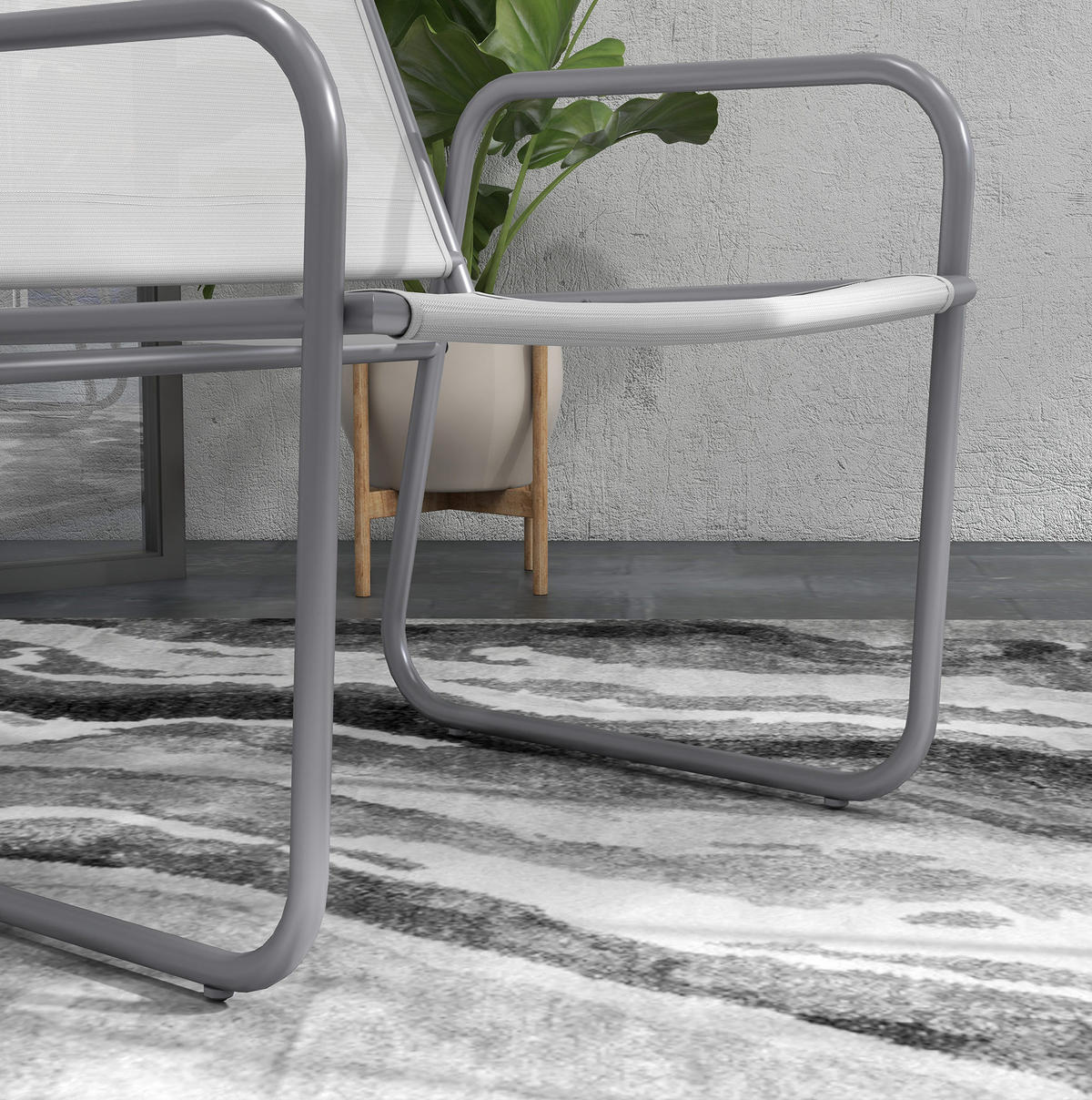 BISTRO-SET 3-teilig mit Tisch Ø60/72 cm und 2 Stühlen 63/57/82 cm, pulverbeschichtet und atmungsaktiv, Grau - Grau, Metall - Redom