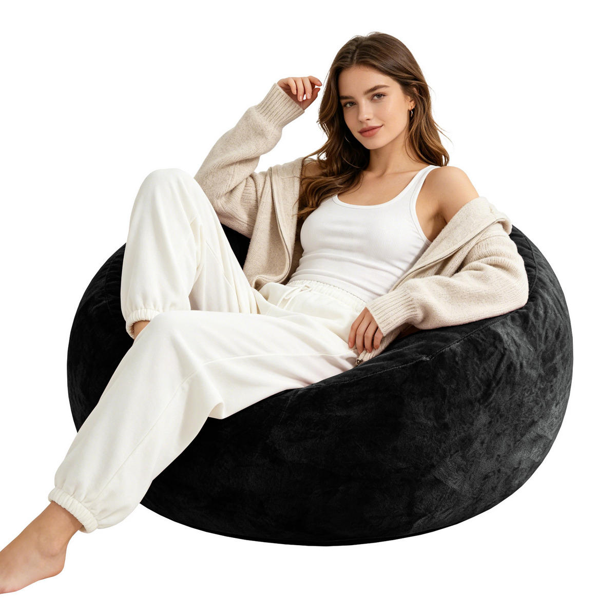 SITZSACK Sofa 4 FT Schwarz - Schwarz, Kunststoff (100/50/100cm) - Beauniv