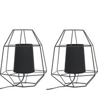 TISCHLAMPE MERLI 2-er Set, Schwarz - Schwarz, Textil/Metall (25/25/33cm) - KONSIMO®