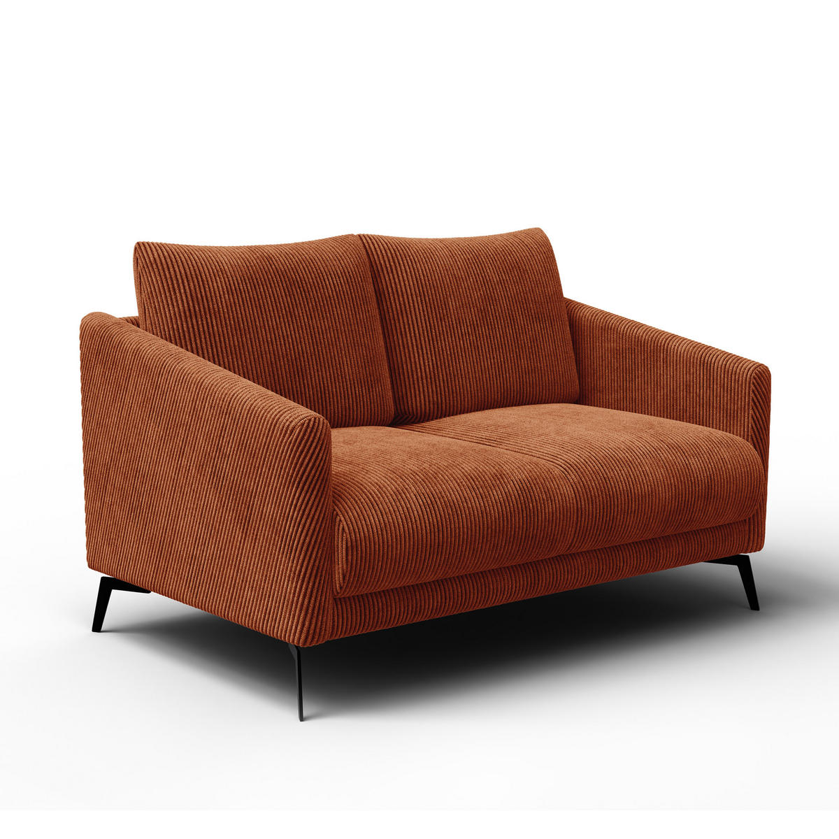 SOFA VILT 2-Sitzer, orange - Schwarz/Orange, Holzwerkstoff/Textil (142/89/94cm) - Courtois Laville