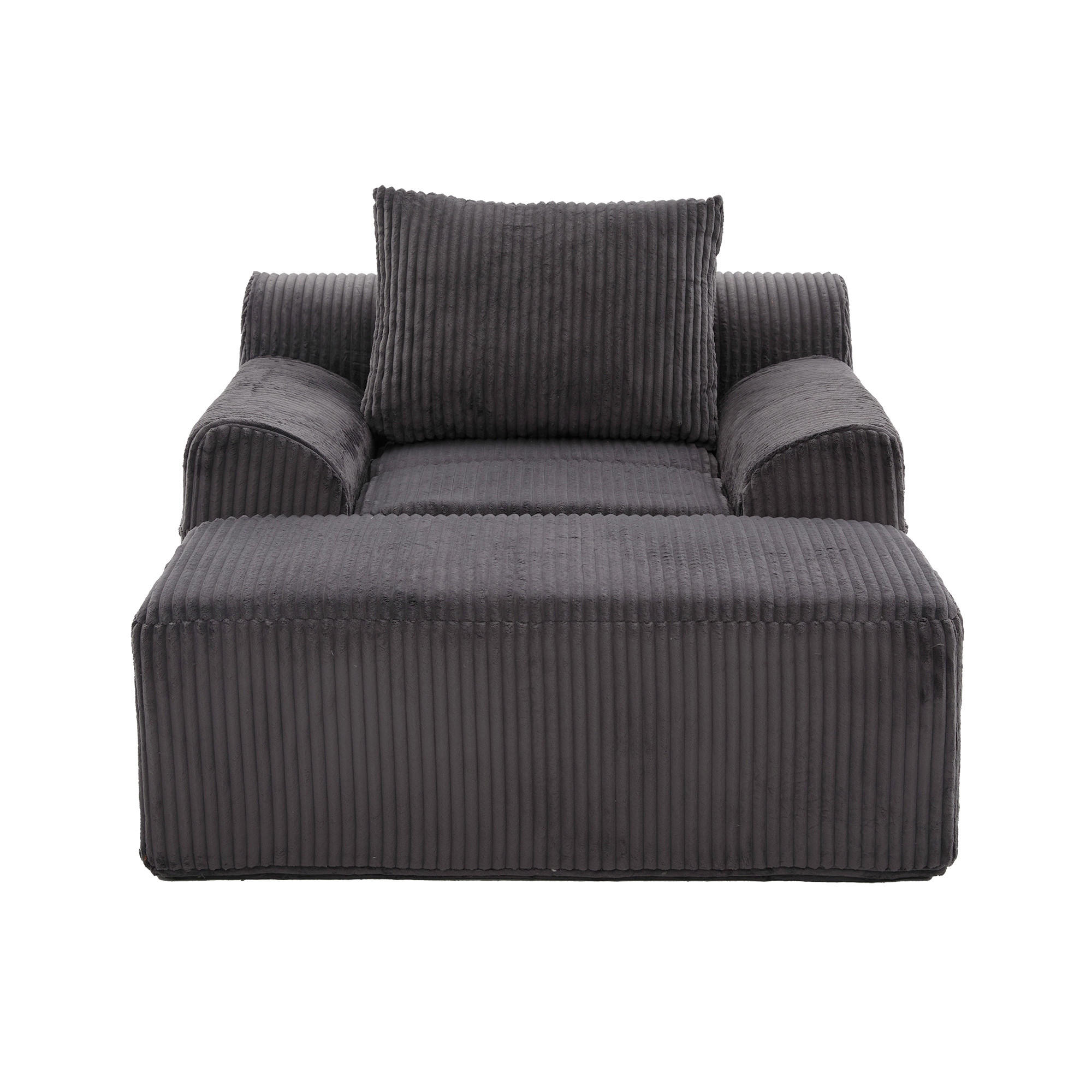 RELAXSESSELSET Übergroßer Loungesesselmit Fußhocker,Cord,Grau - Grau, Textil (110/87/147cm) - LVHOM