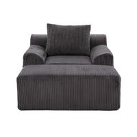 RELAXSESSELSET Übergroßer Loungesesselmit Fußhocker,Cord,Grau - Grau, Textil (110/87/147cm) - LVHOM