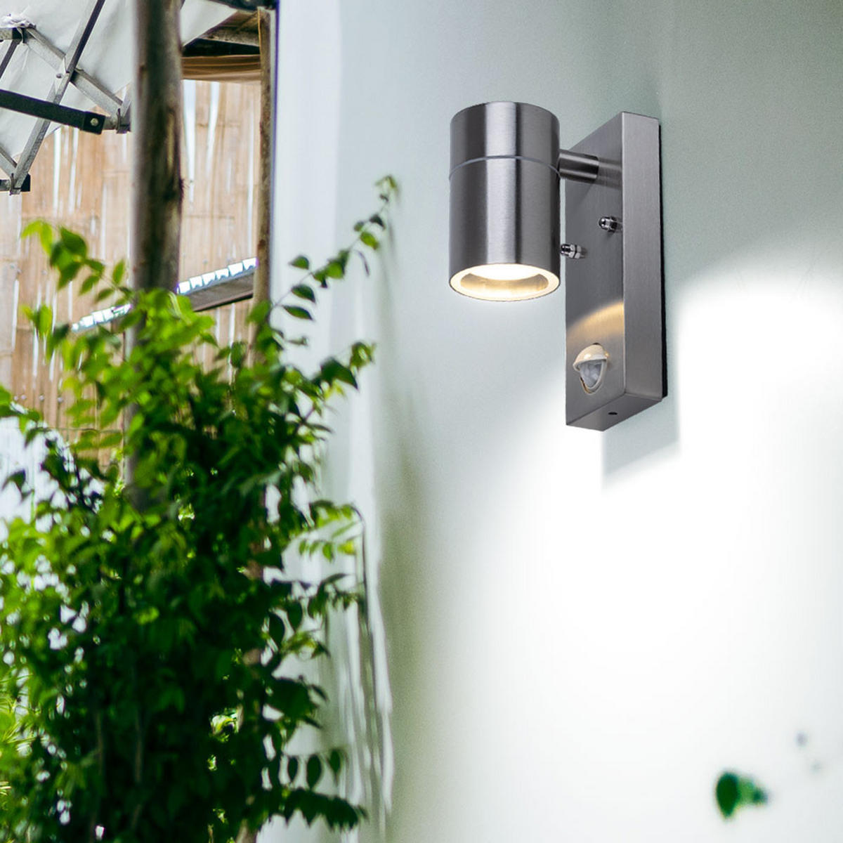 LED AUSSEN-WANDLAMPE Edelstahl Silber Bewegungsmelder - Silberfarben, Metall (6.7/16.3/11cm)