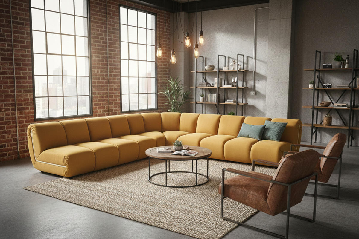 MODULSOFA LAYLA Gelb Velvet - Gelb/Schwarz, Buchenholz/Textil (305/305cm) - KAWOLA