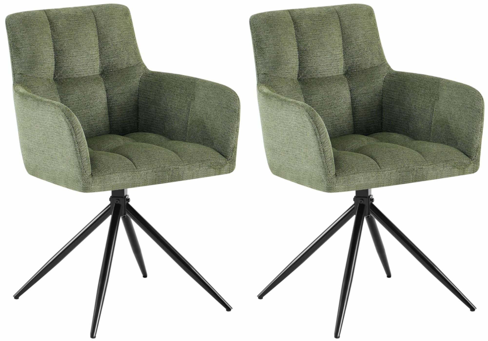 ARMLEHNENSTUHL 2er Set Stoff Grün - Schwarz/Grün, Textil/Metall (59/87/59cm) - CLP