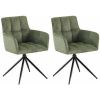 ARMLEHNENSTUHL 2er Set Stoff Grün - Schwarz/Grün, Textil/Metall (59/87/59cm) - CLP