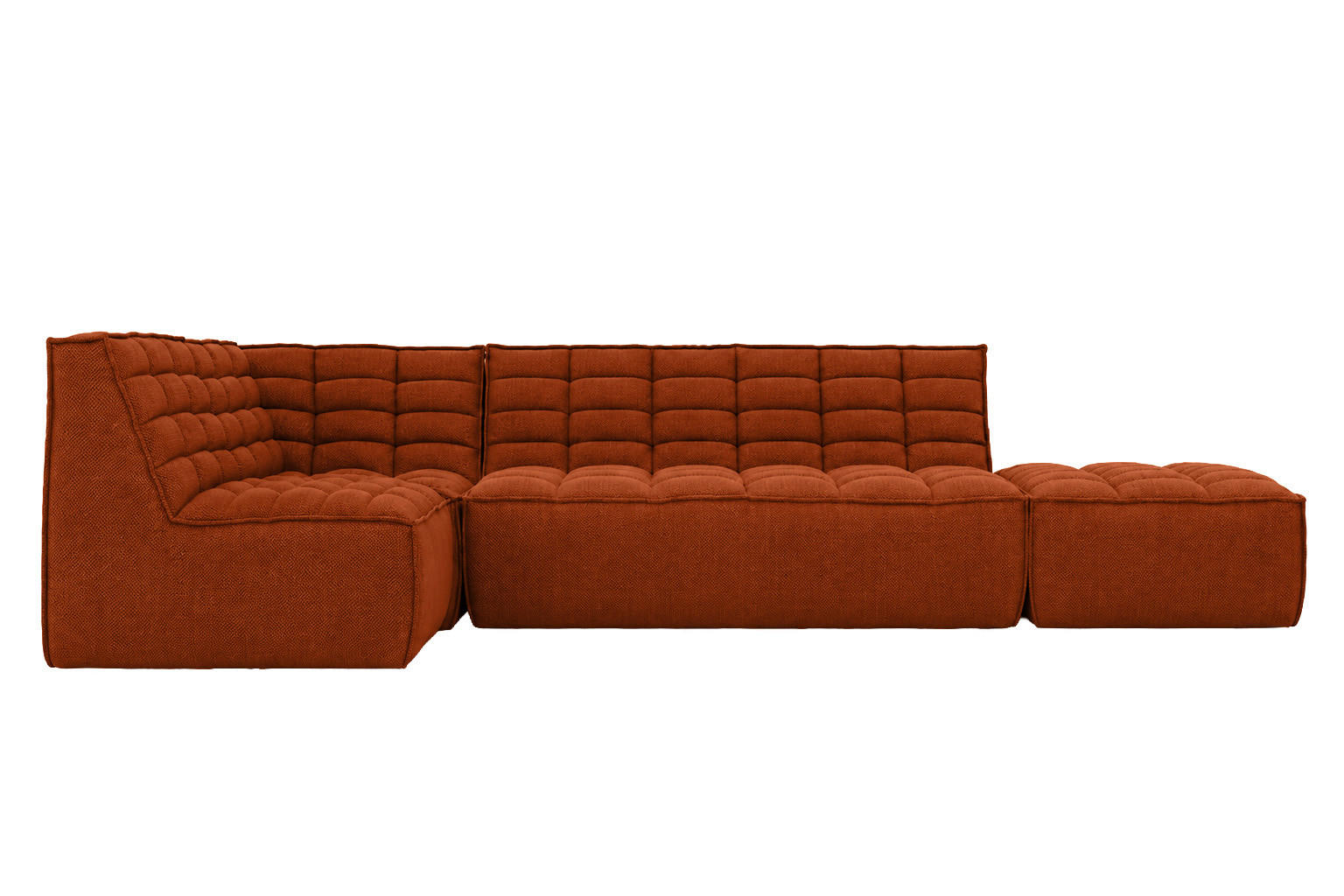 ECKSOFA Modulare L-Form Mit Hocker, Plüschstoff Pop, Kupfer, Links, LAZY L Mit Hocker - Kupferfarben, Holz (333/173cm) - Kaiser Möbel