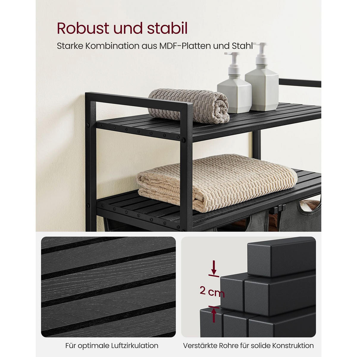 WÄSCHEKORB ABU DHABI - Grau, Metall (33/92/73cm) - Hansiro